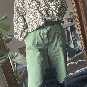 Wide Leg Green Jeans